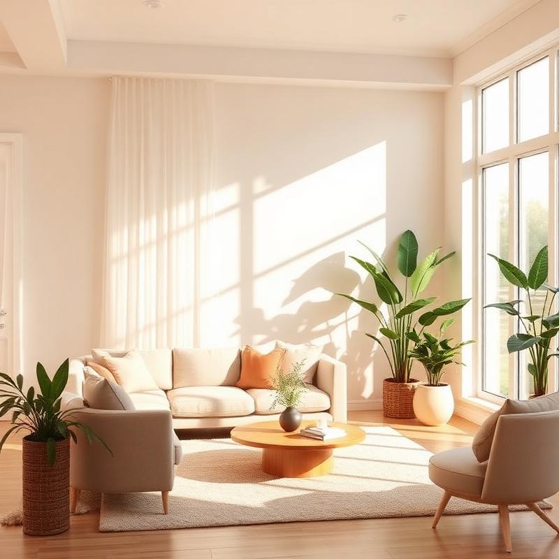 Sun-drenched clean living room